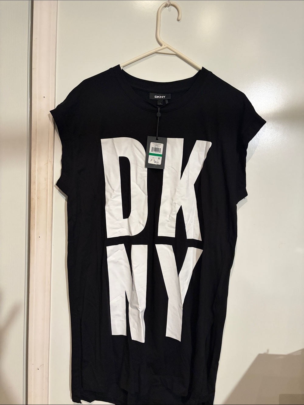 DKNY Black T‑Shirt with Large White Logo